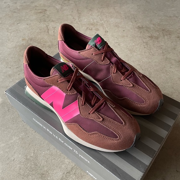 New Balance 327 'Rich Earth/Hi-Pink' Maroon Cloth Classic Sneakers 7 Youth/Teen - Picture 5 of 10